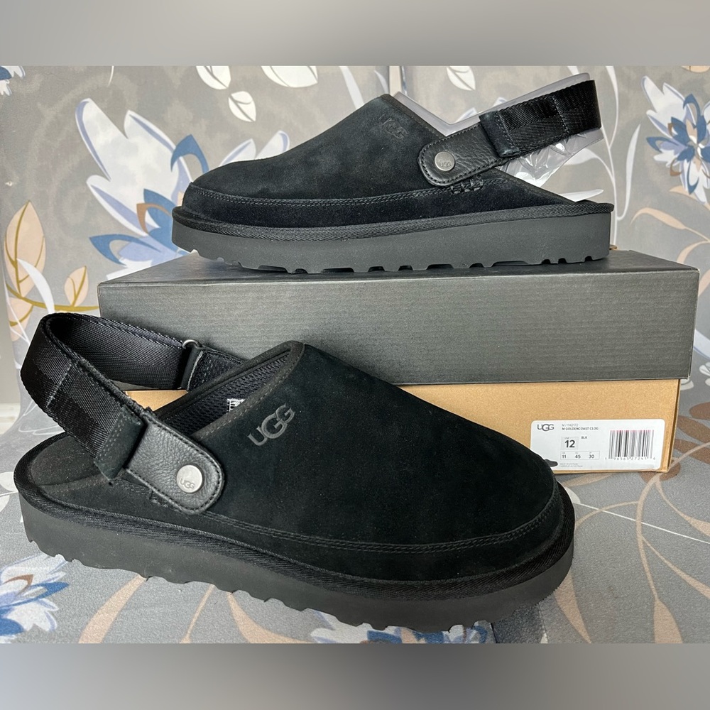 UGG Goldenback Swingback Clog Mens Black NIB - Size 12